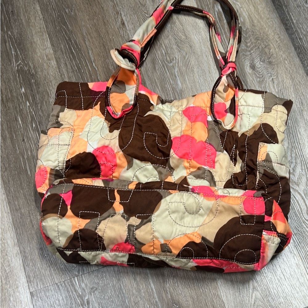 Marc by Marc Jacobs quilted nylon tote multicolored coral orange brown yellow - Picture 8 of 13